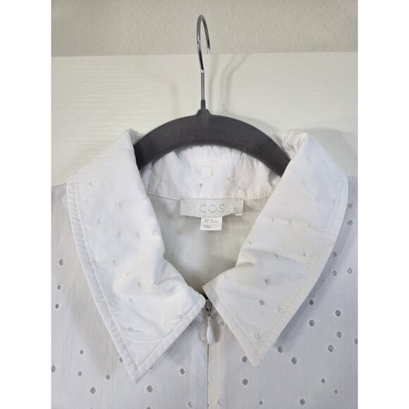 COS Flowy Cotton White Eyelet Beachy Vacation Tiered Midi Dress, Women's 10 - Picture 4 of 16